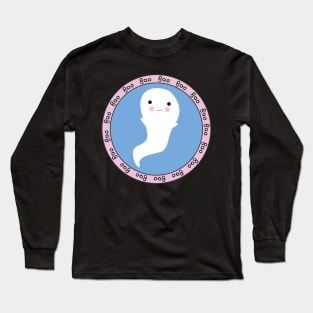 Sweet Ghost Emblem Halloween Circle Design Long Sleeve T-Shirt